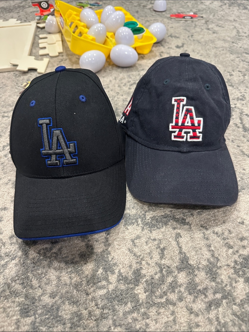 LA Dodgers Mens Baseball Cap - Navy and Black and LA USA hat
